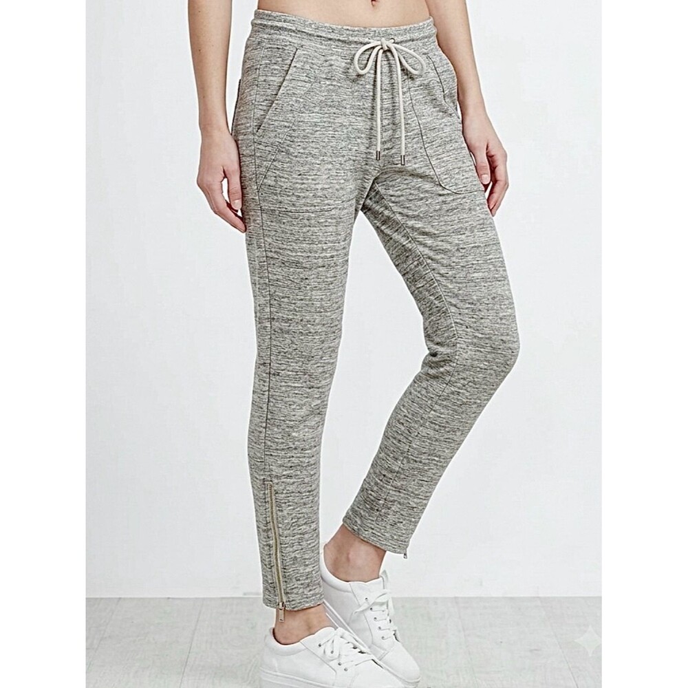 Vince Zipper Hem Jogger Sweatpants Women Size Small Heather Grey Melange Pull On